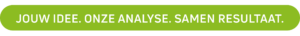 balk met de tekst: jouw idee, onze analyse, samen resultaat